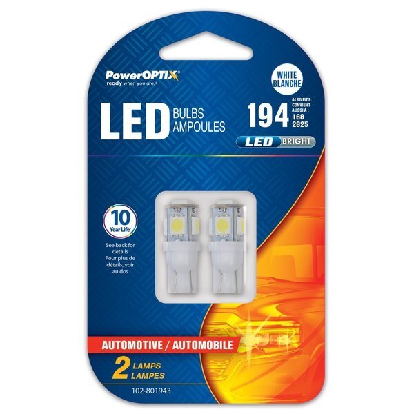 Mini LED Bulb 194 White 2/cd, Poweroptix, Mfr#: 102-801943
